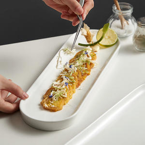 จานเซรามิครูปทรงสี่เหลี่ยมผืนผ้าสำหรับเสิร์ฟซูชิ เค้ก แฮมเบอร์เกอร์ สเต็ก ของหวาน พาสต้า ซาซิมิ สลัด ถาดเสิร์ฟอาหาร จานโชว์อาหาร ภาชนะสำหรับร้านอาหาร ภาชนะสำหรับมื้อค่ำ - Product Image 3