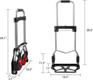 Draagbare Industriële Stalen Handkar Telescopisch Handvat 240 Pond Capaciteit Twee 6 "Nylon + Rubberen Wielen Plastic Platform Trolley Oem - Product Image 5