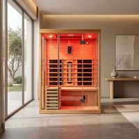 Sauna infrarouge intérieur en bois de pruche canadienne avec panneau de commande informatique et poêle électrique