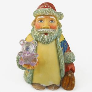 Figura de Papá Noel de Resina Etechan con Oso de Peluche de Cristal, Decoración Navideña - Product Image 2