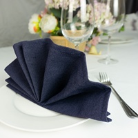 Servilleta Cuadrada de Tela Vaquera Azul Marino Comercial, 240 g/m², Poliéster Hilado Resistente a las Manchas, para Restaurante, 50x50 cm