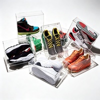 Boîtes à chaussures épaissies en plastique transparent empilables, présentoir robuste pour baskets avec couvercles, grand couvercle pliable