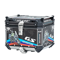 Boîte à bagages universelle pour moto 45L en acier inoxydable, style voyage mondial noir personnalisé, fournisseur OEM en gros