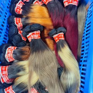 Letsfly 5.95$/pieza Extensiones de Cabello Humano Liso de Colores, Paquetes de Cabello Humano al por Mayor 20PCS 1BTgris 16 Pulgadas 50 gramos Venta al por Mayor - Product Image 1