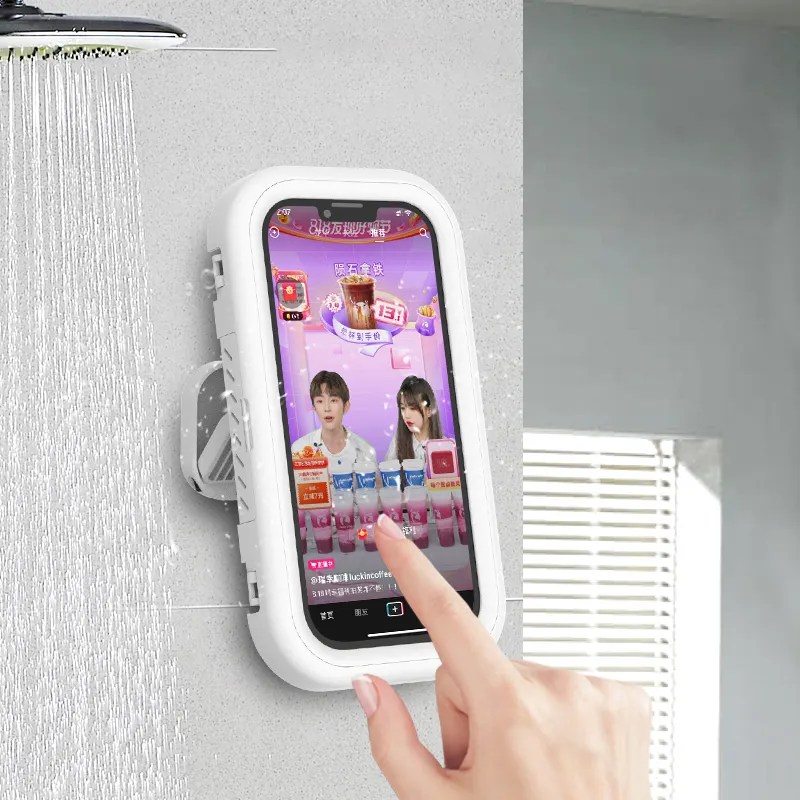 Hot Sale Anti Fog Box Universal Wall Mount Water proof Shower Phone Case Holder