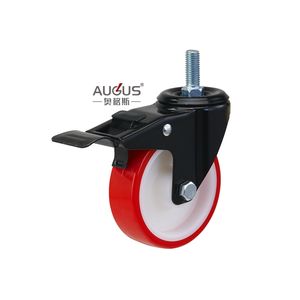 ล้อเลื่อนอุตสาหกรรมขนาด 3/4/5/6/8 นิ้ว สีแดง ผลิตจาก PP/PVC ราคาโรงงาน ราคาถูกจากจีน - Product Image 4