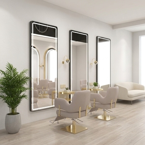 Miroir de salle de bain en gros pour salon, miroir mural pleine longueur noir avec éclairage LED périphérique et coins arrondis - Product Image 1