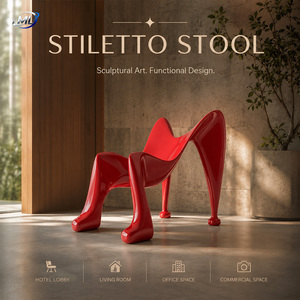 Custom Modern FRP Sculptural <b>Stool</b> Abstract Seating Fiberglass Art Chair Metal Legs for Mall Hotel Public Area Landscape - Product Image 5