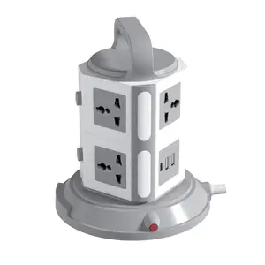 Extension Power Strip Tower Lead/Multi Plug Socket 8 Way Outlet Surge Protector Power Strip Electric Charging Station