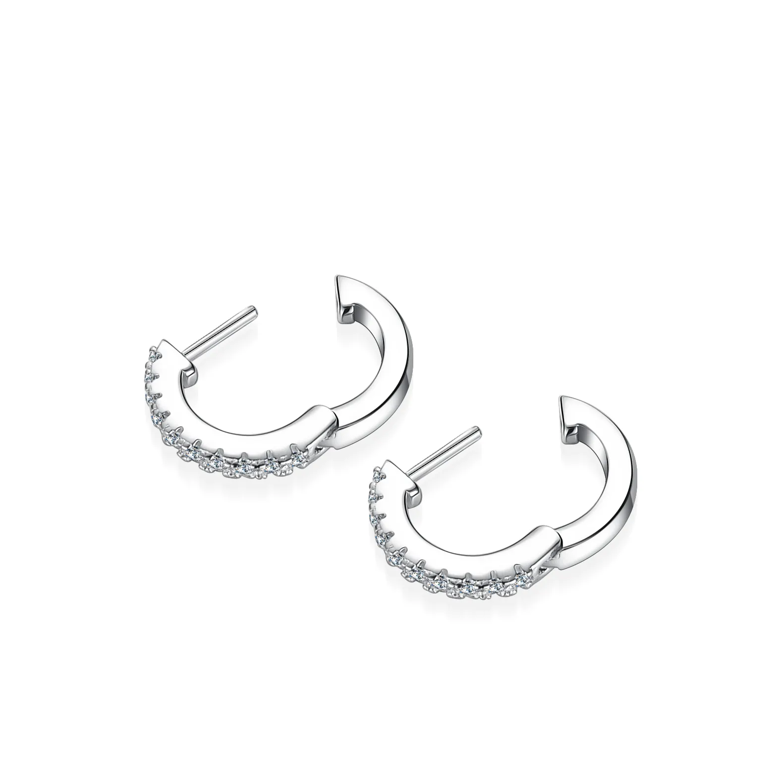 Moissanite 925 Sterling Halo argento eternità taglio rotondo orecchini a cerchio rodiato gioielli classici da donna personalizzati Gif