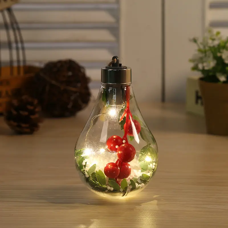 Lampu Dekorasi Bola Gantung Natal, Gaya Baru Menyala Transparan Ornamen Natal Led