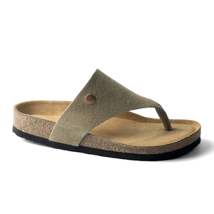 Lover per tutti gli usi in pelle di mucca <span class=keywords><strong>sandali</strong></span> piatti in sughero <span class=keywords><strong>con</strong></span> fettuccia regolabile pantofole infradito da spiaggia - Product Image 6
