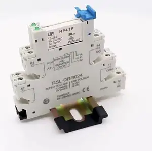 Ketebalan PLC 6.2Mm Din-Rail 6 A Peringkat Kontak Soket Relai Ramping HF41F 024-ZS 41F-1z-c2-1