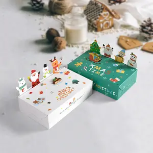 กล่องของขวัญปาร์ตี้คริสต์มาส DIY ลูกอมน่ารักบิสกิตคริสต์มาสสุขสันต์พับกล่องบรรจุภัณฑ์