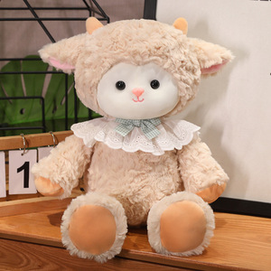 Peluches adorables de mouton <span class=keywords><strong>et</strong></span> de <span class=keywords><strong>loup</strong></span> en course, jouets réconfortants pour <span class=keywords><strong>le</strong></span> coucher <span class=keywords><strong>et</strong></span> oreillers de sommeil - Product Image 2