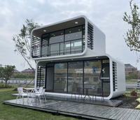 Maisons préfabriquées en conteneurs de type Apple Cabin |   Maison modulaire en structure acier à énergie solaire, résidence moderne écologique, complexe hôtelier