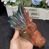 Sculpté à la main cristal artisanat pierre naturelle sculpture océan jaspe cristal tête de Dragon pour la décoration de la maison