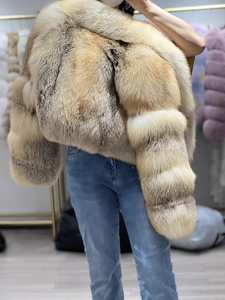 2025 Giacca Corta in Vera <span class=keywords><strong>Pelliccia</strong></span> di Volpe Personalizzata per Ragazze e Donne - Product Image 4