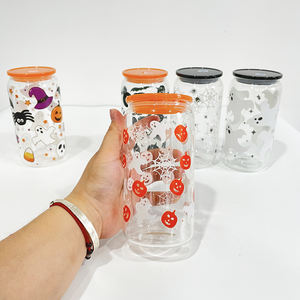 Tasse en <span class=keywords><strong>verre</strong></span> borosilicaté <span class=keywords><strong>de</strong></span> 16oz pour Halloween, décoration <span class=keywords><strong>de</strong></span> toile d'araignée <span class=keywords><strong>avec</strong></span> couvercle sans BPA, <span class=keywords><strong>paille</strong></span> pour cadeau d'Halloween - Product Image 4