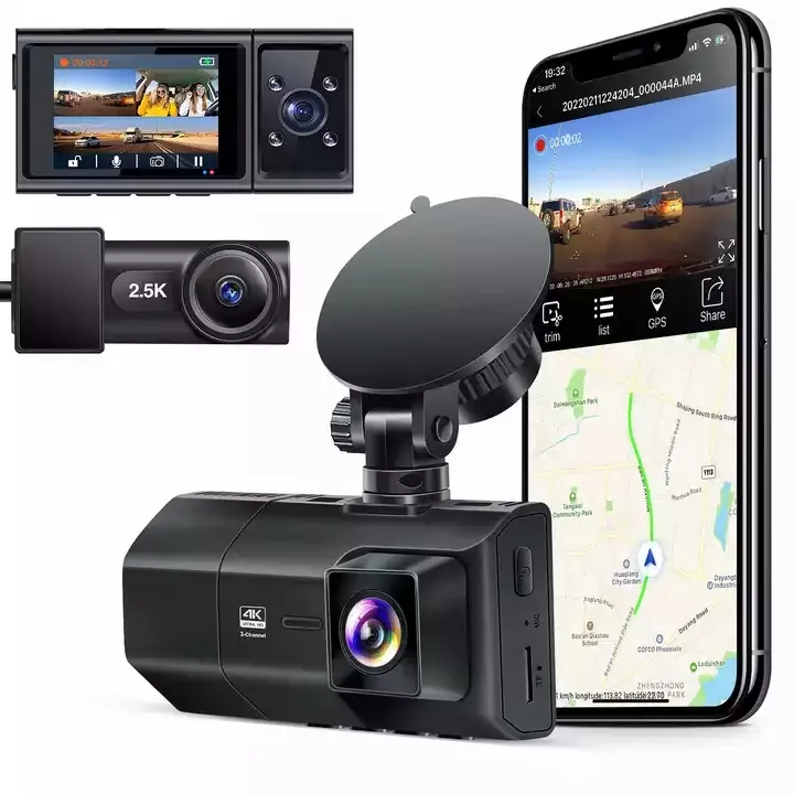Kamera Dasbor 4K, Kamera Dasbor 4K + 1080P Depan dan Belakang IR Penglihatan Malam Kamera Mobil Mode Parkir 24 Jam WDR Kendaraan Kotak Hitam DVR 4K