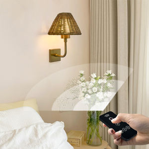 2700K北欧创意无绳壁灯简易可更换灯罩现代卧室床边藤制壁灯 - Product Image 2