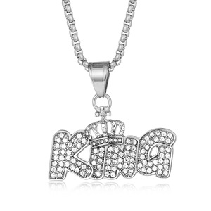 Collares con Colgante de Joyería Fina de Moda, Corona de Rey de Acero Inoxidable PVD con Moissanita estilo Hip Hop Iced Out, Chapado en Oro de 18K para Mujeres y Hombres - Product Image 4