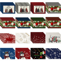 Ensemble de tapis de Table de Noël de Style nordique 4 napperons en lin isolés faits à la main tasses chauffantes motif décoration d'ambiance de Noël