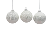 Handgemaakte antieke imitatie glazen kerstboomscène hanger 8cm vintage afwerking voor binnengebruik als decoratie glaswerk