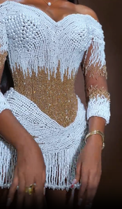 Gaun Koktail Pendek Berhias Mutiara Berat dengan Rumbai, Gaun Pesta Spesial, Vestidos De Gala, Gaun Homecoming <span class=keywords><strong>Prom</strong></span> Mini - Product Image 4