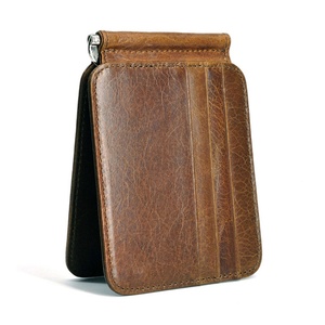 Boshiho Retro Fashion RFID Blocking <b>Card</b> Clip <b>Holder</b> Customized <b>Slim</b> Wallet with Coin Pocket for Men for Credit <b>Cards</b> - Product Image 3
