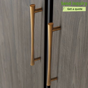 Poignées de meuble modernes en laiton brossé en forme de T, tirants de tiroir de cuisine dorés, accessoires de quincaillerie pour armoire et commode - Product Image 2