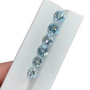 Piedra Preciosa Suelta de Aguamarina Natural, Corte Brillante Redondo, Piedra Azul Facetada para la Fabricación de Anillos, Pendientes y Joyería - Product Image 3