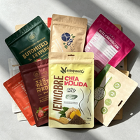 Sacs d'emballage alimentaire biodégradables en gros, résistants à l'humidité, avec fermeture éclair, personnalisés, en papier kraft, avec fenêtre