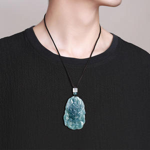 หยกธรรมชาติหยกน้ำเงินรูปมังกรจี้หยก UNISEX ผู้หญิงผู้ชายสไตล์จีนของขวัญพร้อมใบรับรองการประเมิน E073 - Product Image 4