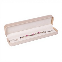 Boîte à bijoux de luxe en cuir PU couleur champagne clair, série avec doublure en daim beige, charnière à ressort, pour présentation en bijouterie BETTER JBS736
