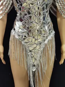 Argent paillettes Bling strass <span class=keywords><strong>justaucorps</strong></span> Sexy <span class=keywords><strong>danse</strong></span> body Costume anniversaire chanteur scène porter Performance salle de bal porter - Product Image 6