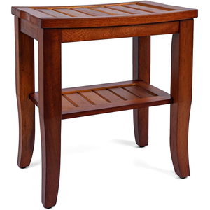 Addreen <strong>Teak</strong> Natural 15.5" Kai Corner Shower <strong>Bench</strong> with Shelf Mail Packed Bathroom Furniture - Product Image 3