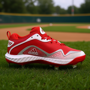 Chaussures de baseball Adidas Icon 6 Bounce pour homme, rouge et blanc, à lacets, respirantes, semelle extérieure en caoutchouc antidérapante, tige synthétique printemps - Product Image 3