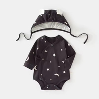 Traje de Algodón de Diseño Moderno para Bebés, Tipo Romper con Mangas Largas y Cordones, Estilo Triangular