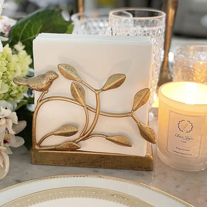 Support de rangement élégant pour serviettes en <span class=keywords><strong>papier</strong></span> jetables, avec motif d'oiseau doré, support de serviettes en métal doré pour cocktails - Product Image 4