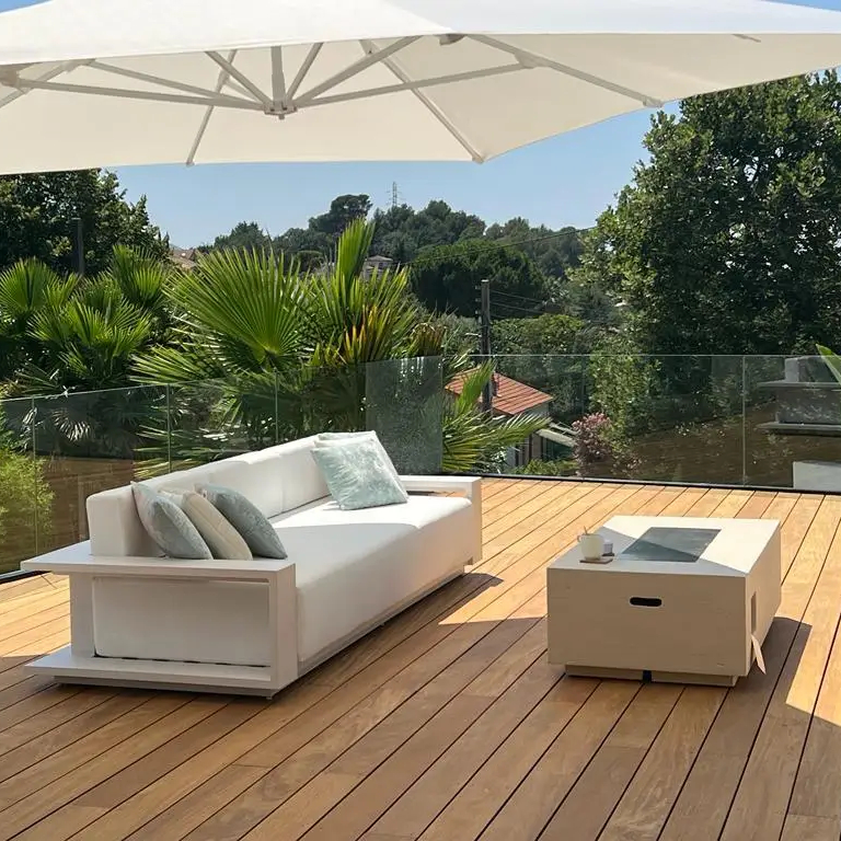 Modern European Outdoor White Aluminium Frame Sofa Set Patio Garden Sofa Furniture