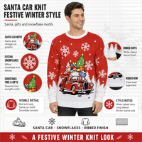 Pull en tricot pour homme FNJIA, tissu acrylique, pull de Noël, motif Père Noël, vêtements de fête, personnalisation OEM disponible