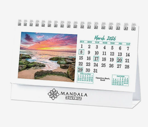 Calendriers de bureau promotionnels personnalisés avec logo 2027, impression sérigraphique, thème vacances tropicales, cadeau d'entreprise, vente en gros, 12 mois - Product Image 3