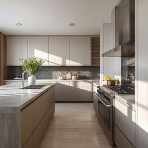 Offre directe du fabricant, armoires de cuisine modernes de style noir laqué, armoires de cuisine en bois personnalisées - Product Image 1