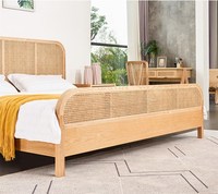 Dreamhoue – lit Double en bois massif, Style japonais, taille Queen, lit King Size, meubles de chambre d'hôtel, 1.8m, 1.5, rotin B