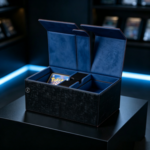 Boîte de rangement double couche personnalisée en gros avec porte-dés en PU pour cartes de jeux TCG - Product Image 3