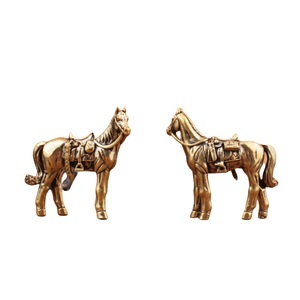 Brass Horse Figurine Zodiac Tea Pet Feng Shui <b>Decoration</b> Living Room Ornament Compact Design Single Piece Package - Product Image 5