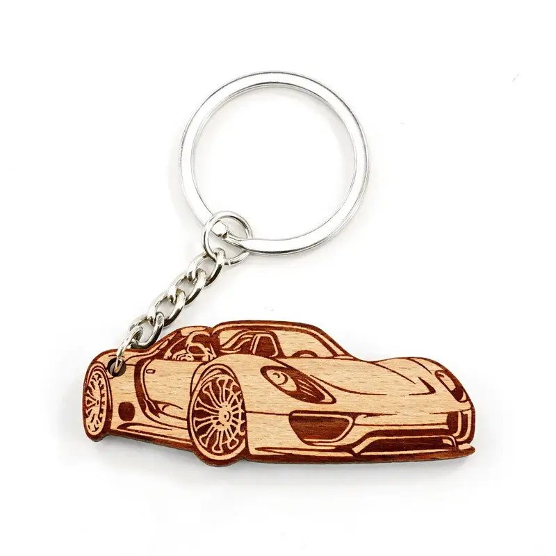 Wooden keychain laser engraving LOGO wooden hanging decoration solid wood creative promotional gifts