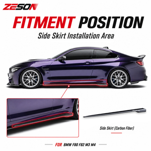 Extensions de jupes latérales ZESON en fibre de carbone véritable style AD V2 pour BMW M3 F80 M4 F82 F83 Competition 2014-2018 - Product Image 5