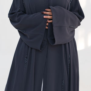 Vêtements pour femmes en gros B2B, fabricants de vêtements islamiques, abaya faite à la main avec perles, robe musulmane pour femmes, cardigan, abaya Dubaï, Eid - Product Image 4